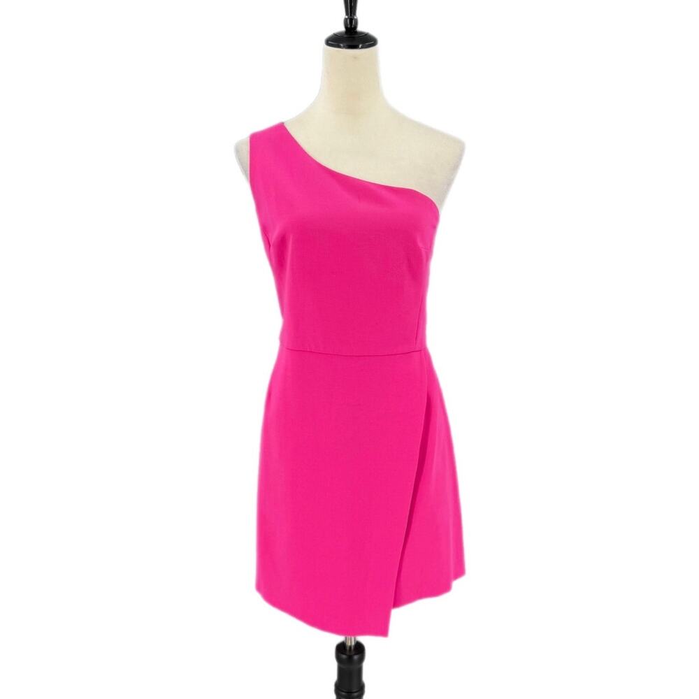 French Connection Hot Pink One Shoulder Bright Flirty Party Vibrant Mini Dress